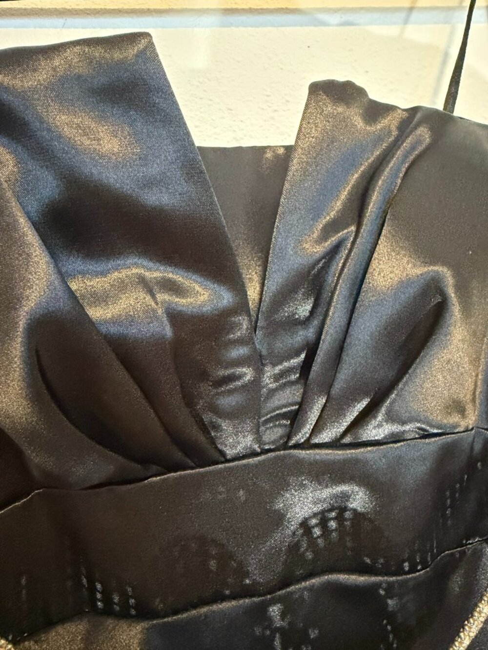 Juno Dress Collection Black Satin Rhinestone Formal Gown M - Picture 7 of 10